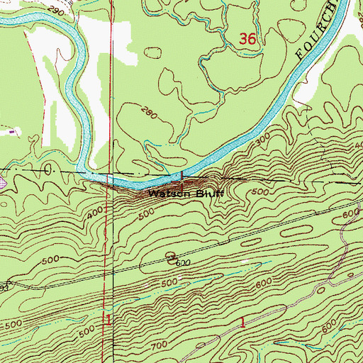 Topographic Map of Watson Bluff, AR