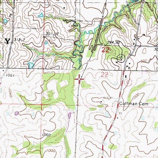 Topographic Map of Schuster (historical), MO