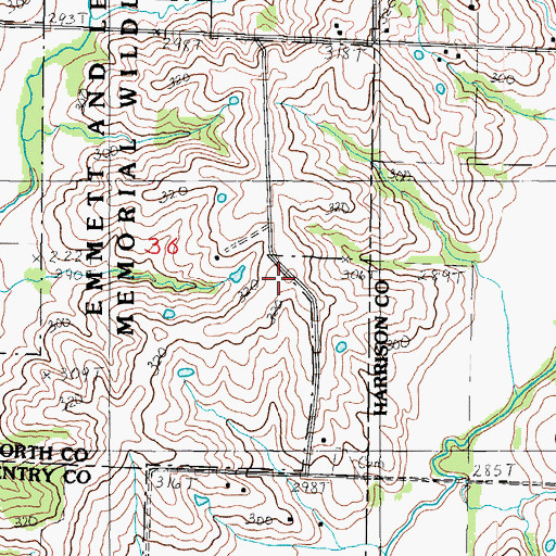 Topographic Map of Gem (historical), MO