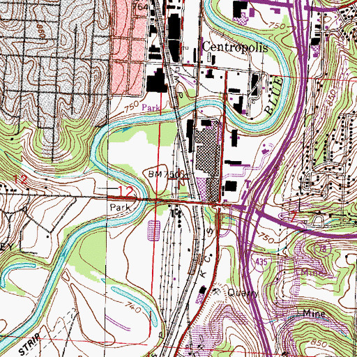 Topographic Map of Manchester, MO