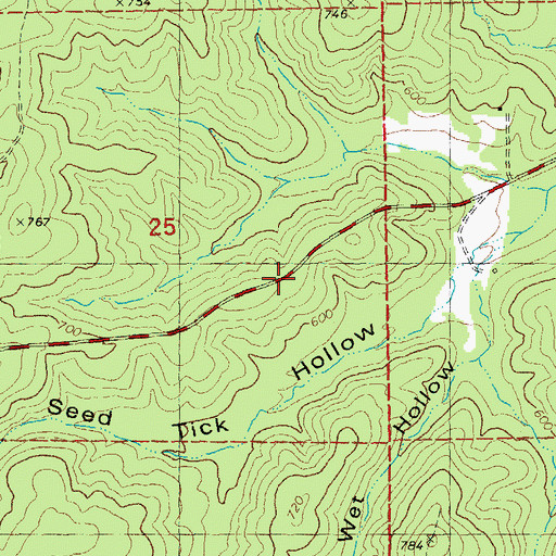 Topographic Map of Hilladay (historical), MO