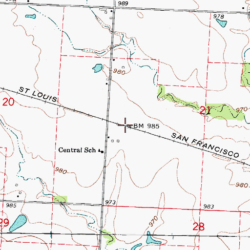 Topographic Map of Hornaday (historical), MO