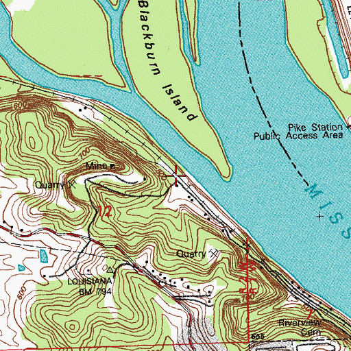 Topographic Map of Whiterock, MO