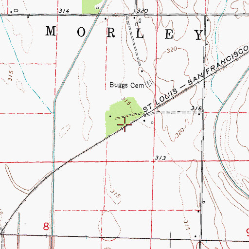 Topographic Map of Beaverdam, MO