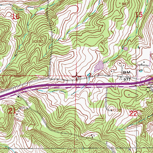 Topographic Map of Colenso, MO