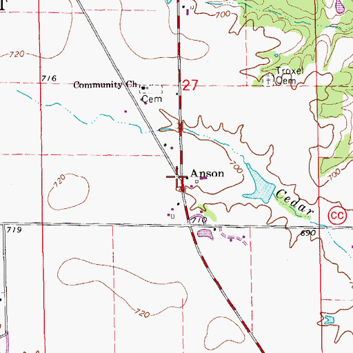 Topographic Map of Anson, MO