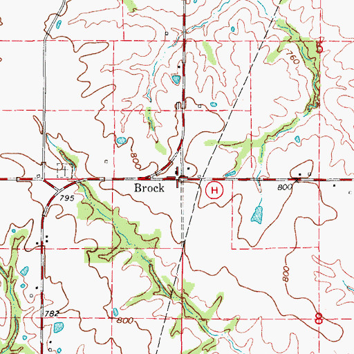 Topographic Map of Brock, MO