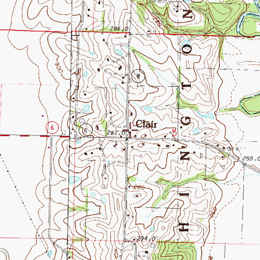 Topographic Map of Clair, MO