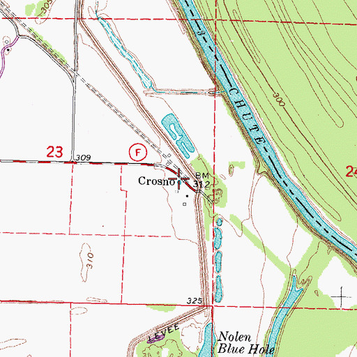 Topographic Map of Crosno, MO