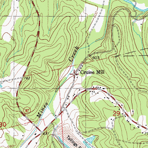 Topographic Map of Cruise Mill, MO