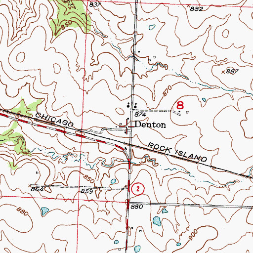 Topographic Map of Denton, MO