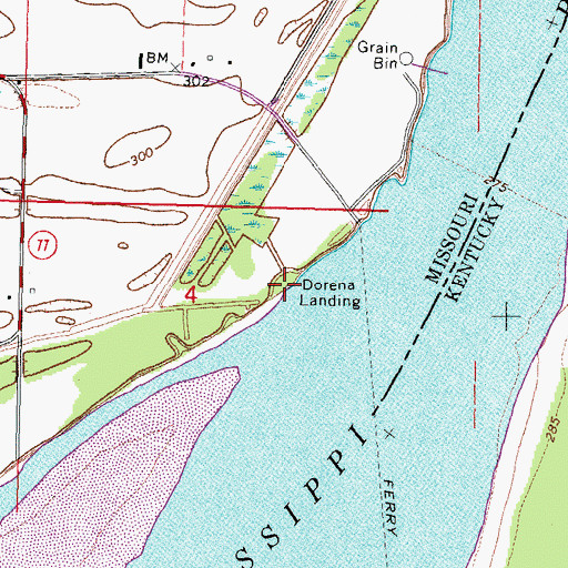 Topographic Map of Dorena Landing, MO