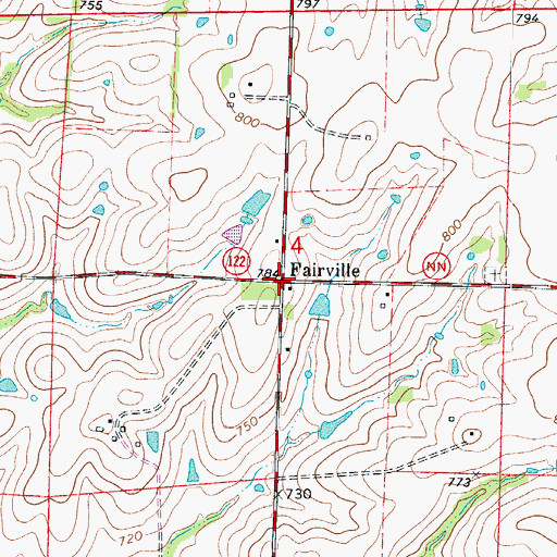 Topographic Map of Fairville, MO