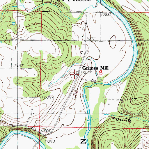 Topographic Map of Grimes Mill, MO