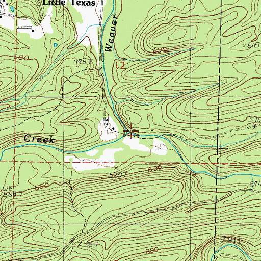 Topographic Map of West Weaver Creek, AR
