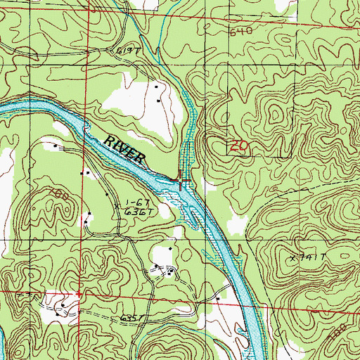 Topographic Map of Wheat Creek, AR