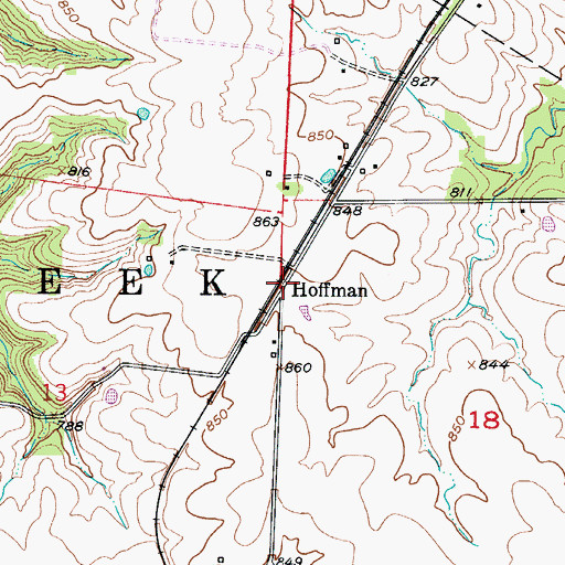 Topographic Map of Hoffman, MO