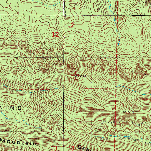 Topographic Map of Wheeler Mountain, AR