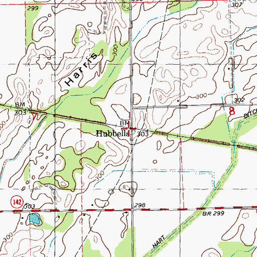 Topographic Map of Hubbells, MO