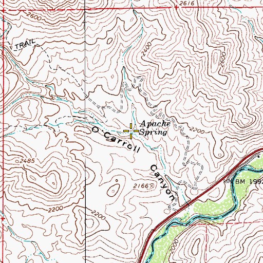 Topographic Map of Apache Spring, AZ