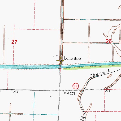 Topographic Map of Lone Star, MO