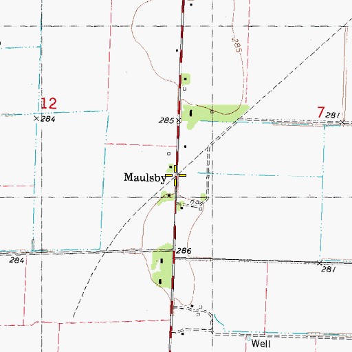 Topographic Map of Maulsby, MO