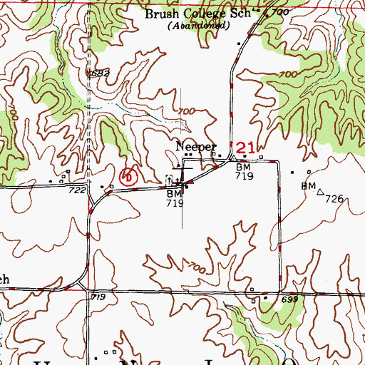 Topographic Map of Neeper, MO