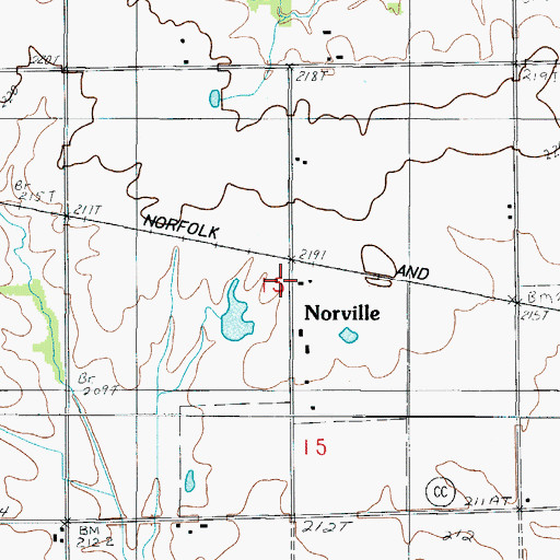 Topographic Map of Norville, MO