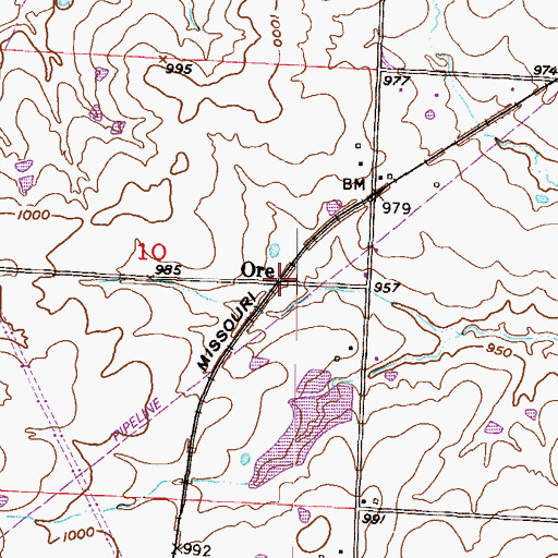 Topographic Map of Ore, MO
