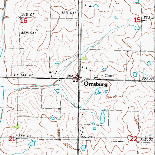 Topographic Map of Orrsburg, MO