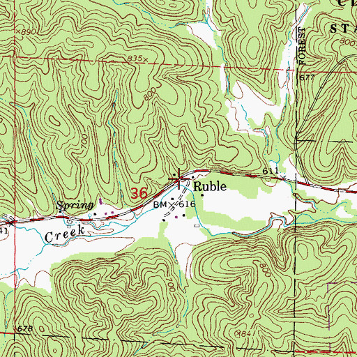 Topographic Map of Ruble, MO