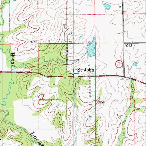 Topographic Map of Saint John, MO