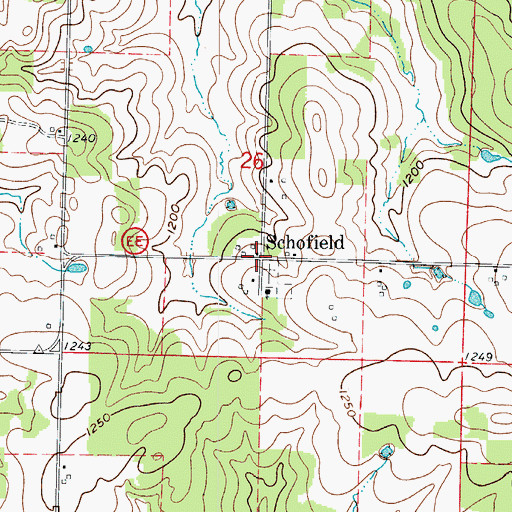 Topographic Map of Schofield, MO