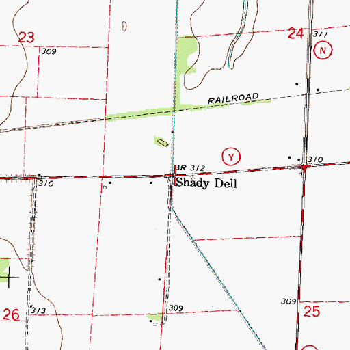 Topographic Map of Shady Dell, MO