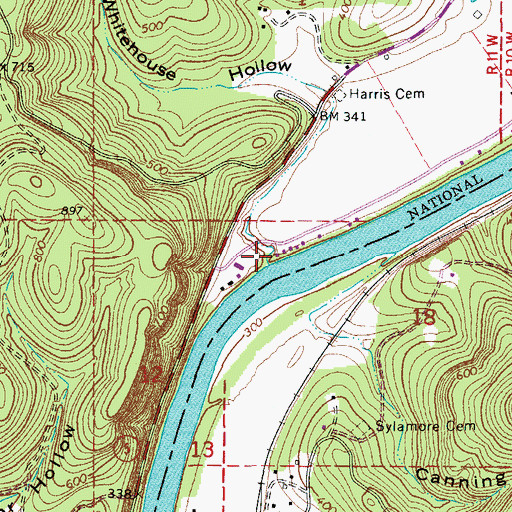 Topographic Map of Whitehouse Hollow, AR