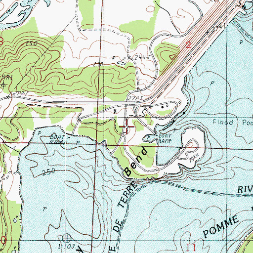 Topographic Map of Quarry Point Public Use Area, MO