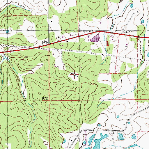 Topographic Map of Long Ridge School, MO