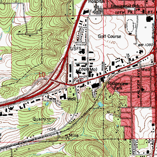 Topographic Map of Buehler Park, MO