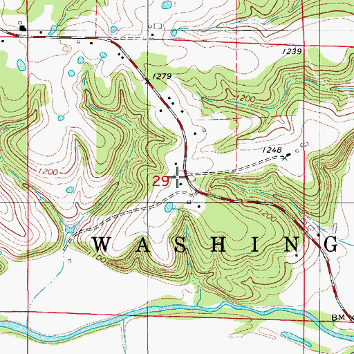 Topographic Map of Lower Odell School, MO