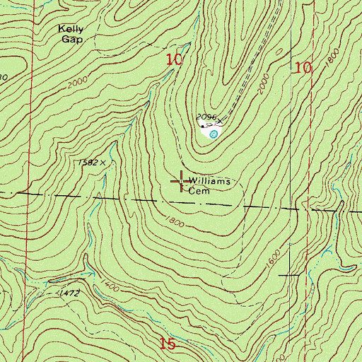 Topographic Map of Williams Cemetery, AR