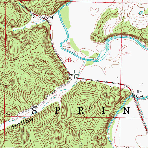 Topographic Map of Williams Hollow, AR
