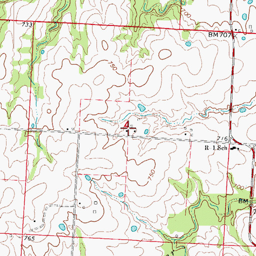 Topographic Map of Brookside School, MO