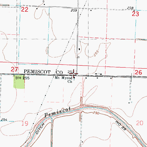 Topographic Map of Mount Moriah Church (historical), MO