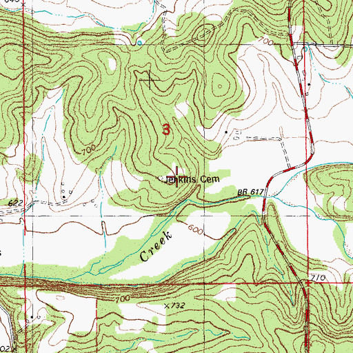 Topographic Map of Jenkins Cemetery, MO