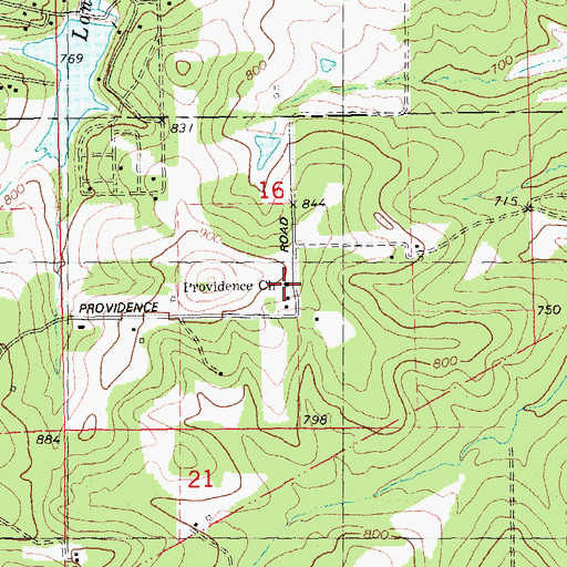Topographic Map of Providence Church, MO