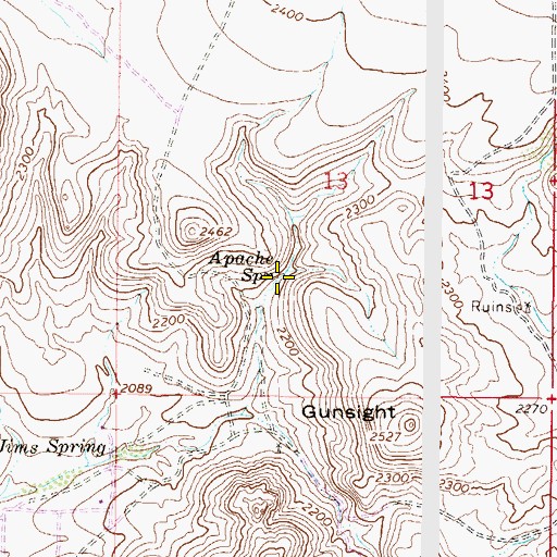 Topographic Map of Apache Spring, AZ
