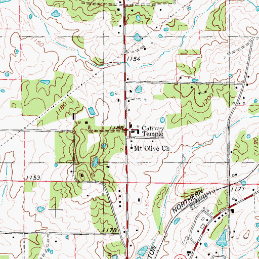 Topographic Map of Calvary Temple, MO