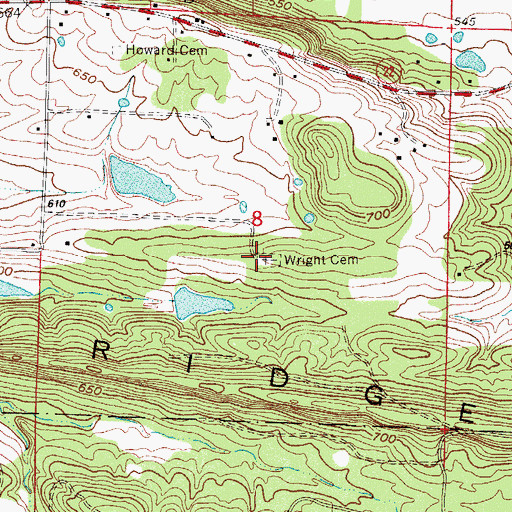 Topographic Map of Wright Cemetery, AR