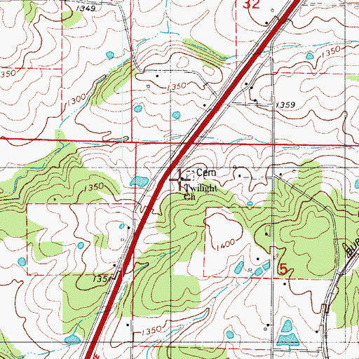 Topographic Map of Twilight Church, MO