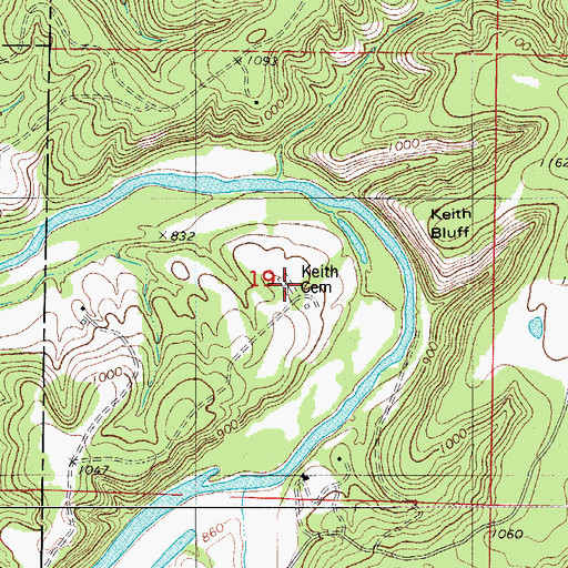 Topographic Map of Keith Cemetery, MO
